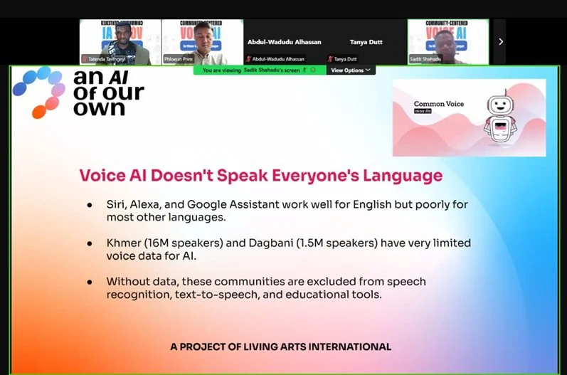 screen capture from the online launch event of a slide discussing how AI doesn't speak everyone's language
